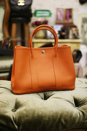 HERMES Tote Bag Garden Party 30cm Leather Orange R Stamp 2014 Never Used Like NEW