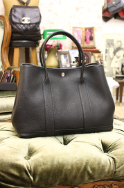 Pre Owned Hermes Garden Party GP30cm Leather Black /Noir Square N