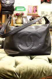 Vintage Chanel Large Black Caviar Shoulder Bag Great for Travel