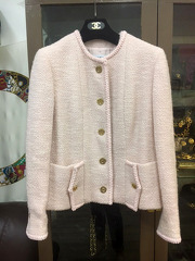 Vintage Chanel Baby Pink Tweed Jacket SZ 44 1992