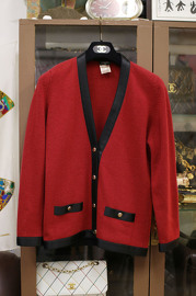 Vintage Chanel Red Cashmere Cardigan Size M 1996