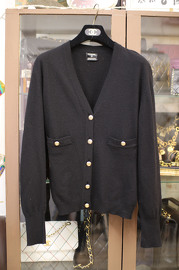 Vintage Chanel Black Cashmere Cardigan size S