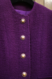 Vintage Chanel Purple Bouclé Jacket Round Neck Sz 40