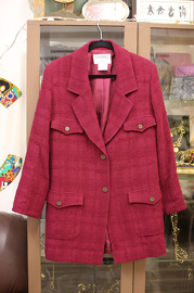 Vintage Chanel Maroon Red Tweed Jacket FR40 1998