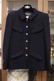 Vintage Chanel Navy Wool Collared Jacket FR36 1998