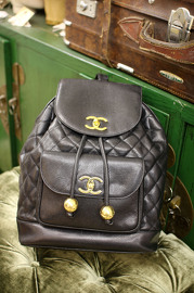 Vintage Chanel Large Size Caviar Backpack with 2 Lovely Golden Balls