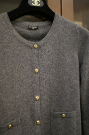 Vintage Chanel Grey Cashmere Cardigan