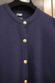 Vintage Chanel Navy Cashmere Cardigan With Round-Neck SIZE M