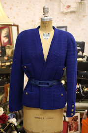 Vintage Chanel Electric Blue Textured Jacket FR40