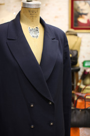 Vintage Chanel Navy Double Breasted Jacket FR42 1996