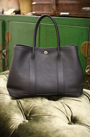 Pre Owned Hermes Garden Party GP30cm Leather Black /Noir Square N Stamp 2010