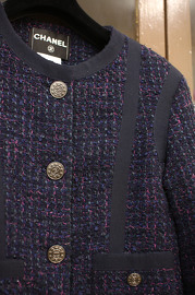 Pre Owned Chanel Navy Purple Evergreen Multi-Tweed Jacket FR36 2013