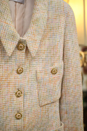 Vintage Chanel Pink and Multicolor Tweed Collared Jacket FR36 1993