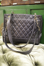Vintage Chanel Black Quilted Caviar Tote Bag