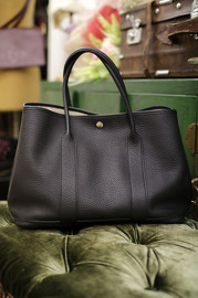 Pre Owned Hermes Garden Party GP30cm Leather Black /Noir Square N