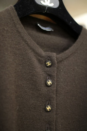 Vintage Chanel Deep Brown Long Sleeve Cashmere Cardigan Sz S