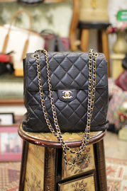 Vintage Chanel Black Quilted Caviar Leather
