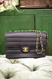 Reserved - Vintage Chanel Rare 27cm Wide Caviar Flap Bag Double Chain Shoulder Bag