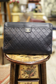 Vintage Chanel Navy Quilted Clutch