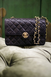 Vintage Chanel Black Quilted Lambskin Leather Shoulder Mini Flap Bag