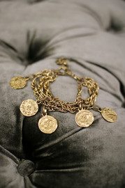 Vintage Chanel Gold Medallion Coins Charms Bracelet