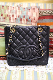 Pre Owned Chanel GST Small Shopper Tote Bag Black Caviar Full set with Box Like New