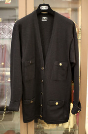 Vintage Chanel Black Long Cardigan Size L