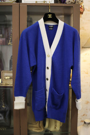 Vintage CHANEL Bright Blue Button-Up Cashmere Cardigan Size M