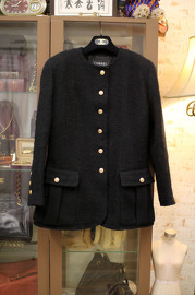 Vintage Chanel Black Tweed Jacket FR42
