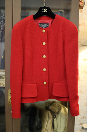 Beautiful Vintage 1993 Chanel Red Tweed Jacket FR38