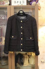 Vintage Chanel Black Bouclé Jacket FR42