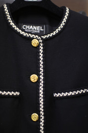 Vintage Chanel Black Wool Fitted Blazer FR38 1994