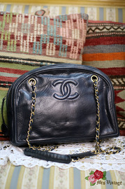 Vintage Chanel Navy Shoulder Bag Rare