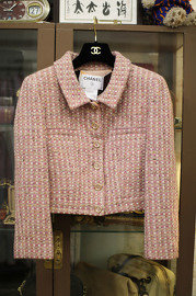Pre Owned Chanel Pink Multi Tweed Cropped Jacket FR40
