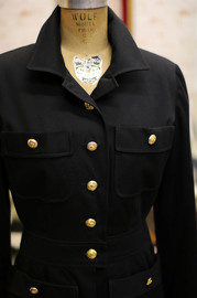 Vintage Chanel Black Cotton Safari Jacket Sz 38