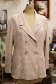 Vintage Chanel Blush Double Breasted Wool Jacket FR46 1996