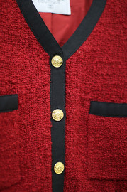 Vintage Chanel Red Bouclé Jacket FR34