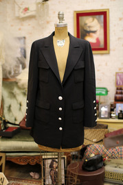 Pre Owned Chanel Black Wool Blazer with Stunning White CC Buttons from 2007 FR40