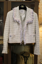 Vintage Chanel Mint/White/Purple Multi Tweed Jacket FR42