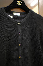 Vintage Chanel Black Two-Piece Knit Cardigan Set Size S