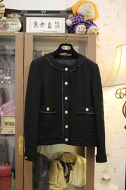 Vintage Chanel Black Bouclé Jacket FR38