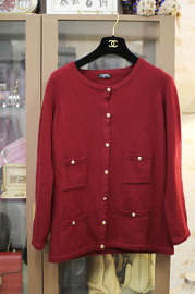 CHANEL Vintage Burgundy Cashmere Cardigan Size S