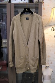 Vintage Chanel CamelHair Beige Cardigan Size M 80s