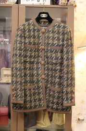 Vintage Chanel Multi Colours Tweed Jacket Skirt Set FR40 90s