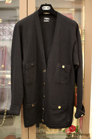 Vintage Chanel Black Long Cardigan Size L Late 80s