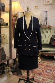 Vintage Chanel Boucle Skirt Suit Set FR44 80s