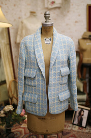 Vintage Chanel Aqur Blue Wool Jacket FR36 1996