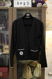 Pre Owned Chanel Staff Uniform Black Wool Cardigan 2009 FR36
