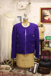 Vintage Chanel Purple Tweed Jacket  with Pretty Lining Inside FR40 1990s
