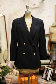 Vintage Chanel Black Double Breasted Blazer With 1inch CC Golden Buttons On The Front FR40